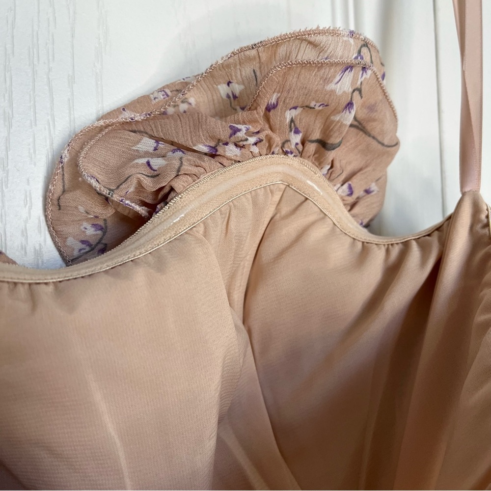 JAZZ BARDOT NECKLINE WIDE LEG SPLIT JUMPSUIT FLORAL PRINT BLUSH OFF-SHOULDERS - Picture 13 of 13